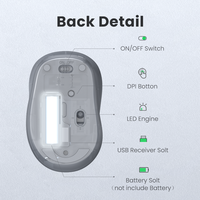 UGREEN Mouse bezprzewodowy ergonomiczny kształt cichy kliknij 2400 DPI dla MacBook Tablet komputer Laptop PC mysz cicha bezprzewodowa mysz 2.4G 5